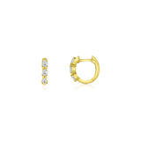 Triple Pear Diamond Huggies | 12mm 14k Yellow Gold, Diamond