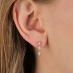 Diamond Drop Studs 14k Yellow Gold, Diamond