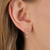 Diamond Drop Studs 14k Yellow Gold, Diamond