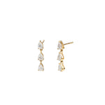 Goldhive-Diamond Drop Studs-Earrings-14k Yellow Gold, Diamond-Blue Ruby Jewellery-Vancouver Canada