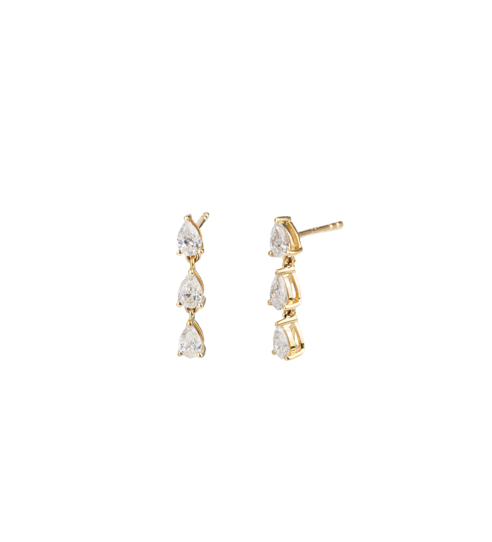 Goldhive-Diamond Drop Studs-Earrings-14k Yellow Gold, Diamond-Blue Ruby Jewellery-Vancouver Canada