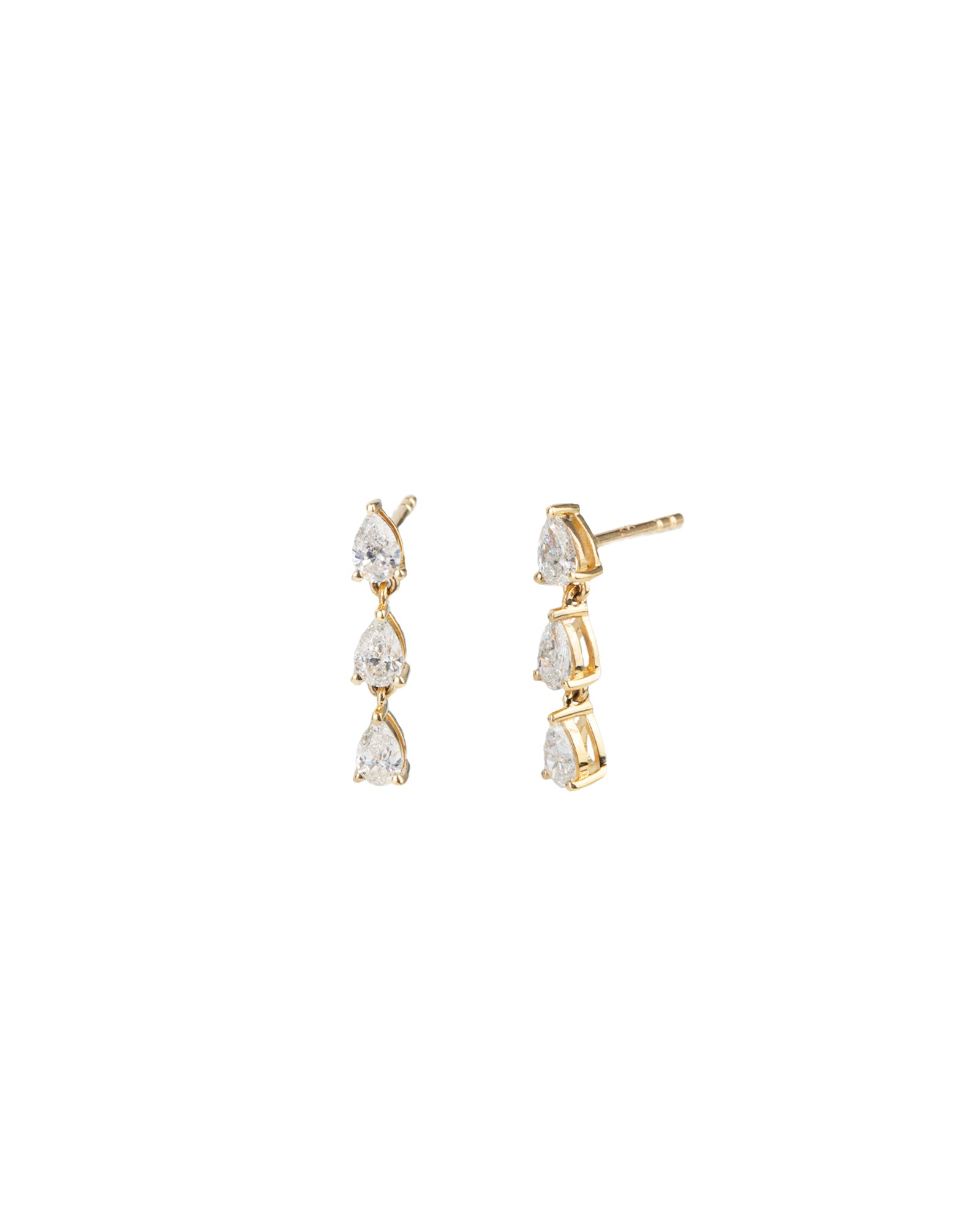 Goldhive-Diamond Drop Studs-Earrings-14k Yellow Gold, Diamond-Blue Ruby Jewellery-Vancouver Canada