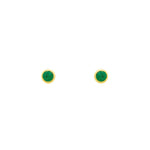 Bezel Emerald Studs | 5mm 14k Yellow Gold, Emerald