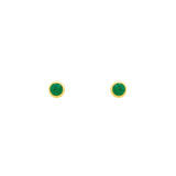 Bezel Emerald Studs | 5mm 14k Yellow Gold, Emerald