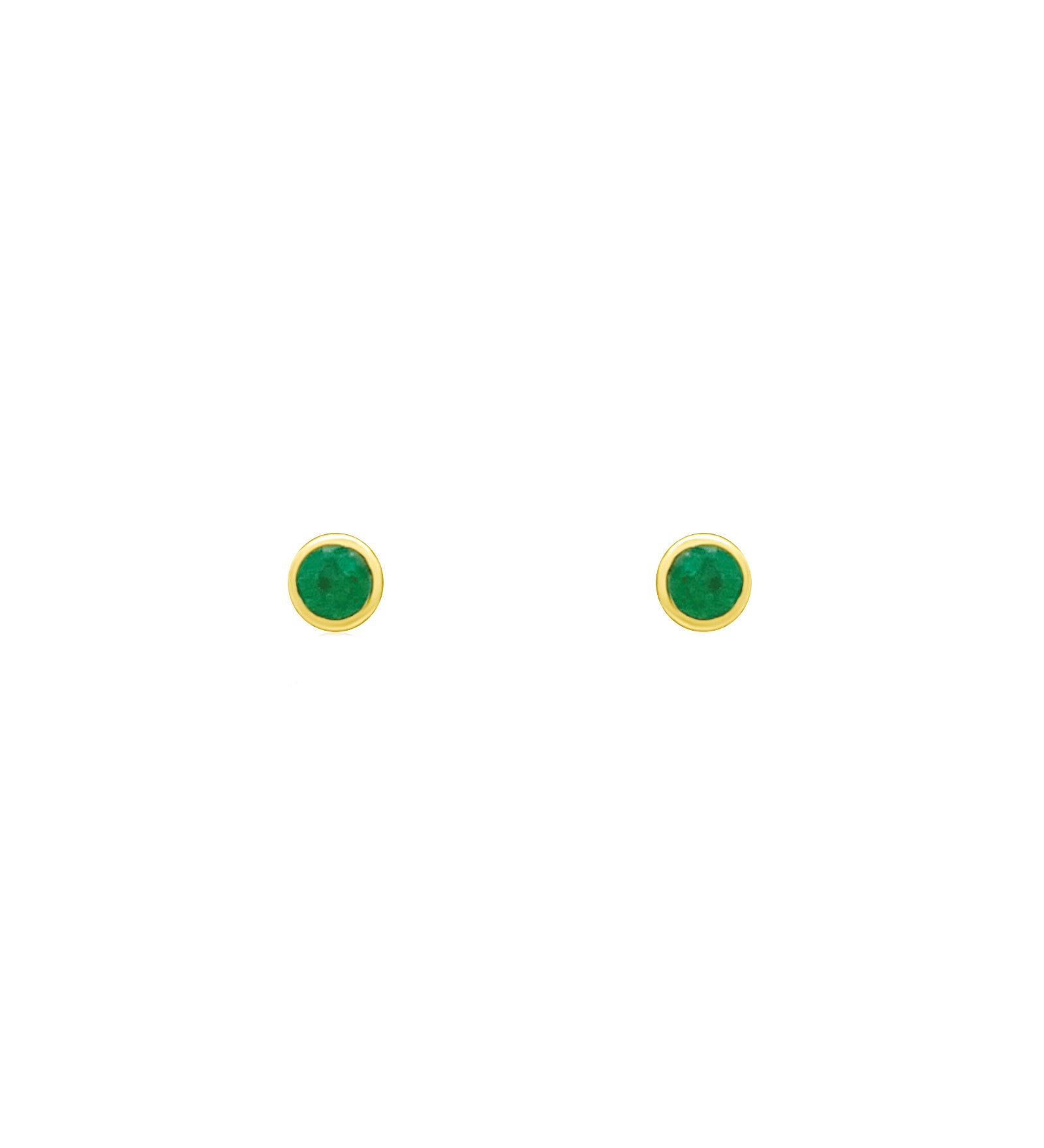 Bezel Emerald Studs | 5mm 14k Yellow Gold, Emerald