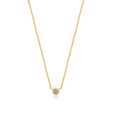 Bezel Diamond Floating Necklace 14k Yellow Gold, Diamond