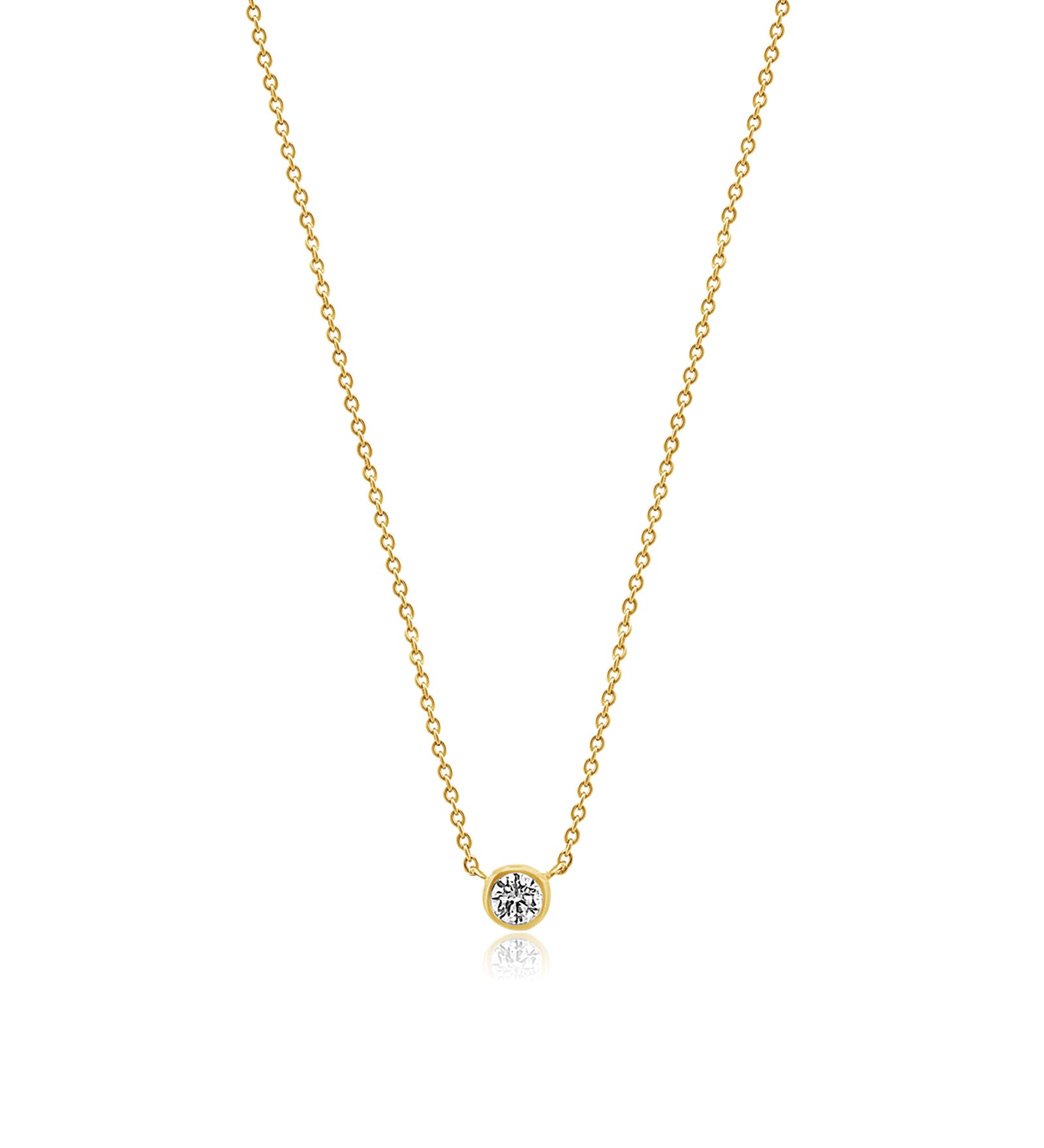 Bezel Diamond Floating Necklace 14k Yellow Gold, Diamond