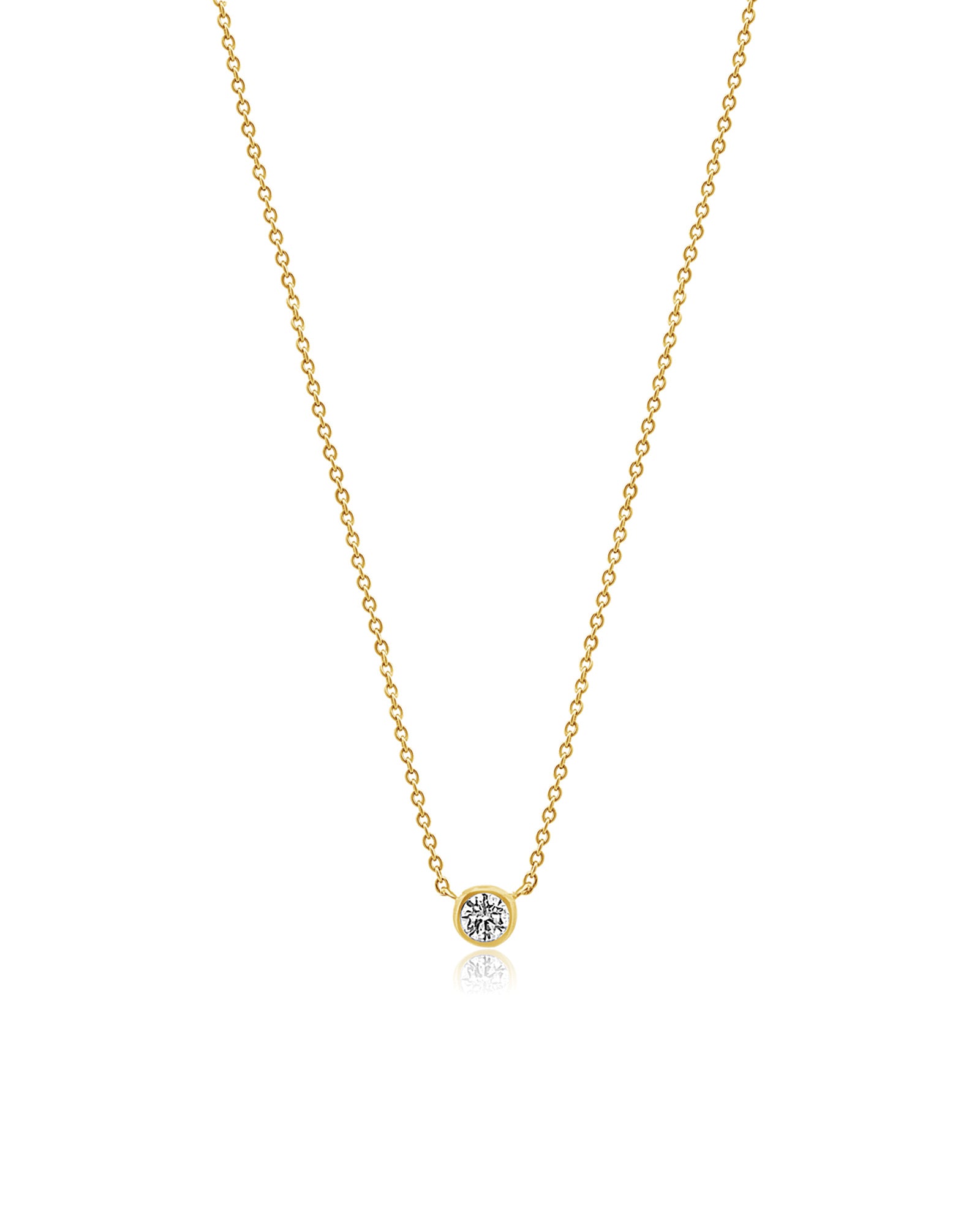 Bezel Diamond Floating Necklace 14k Yellow Gold, Diamond