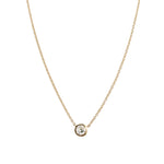 Bezel Diamond Floating Necklace 14k Yellow Gold, Diamond