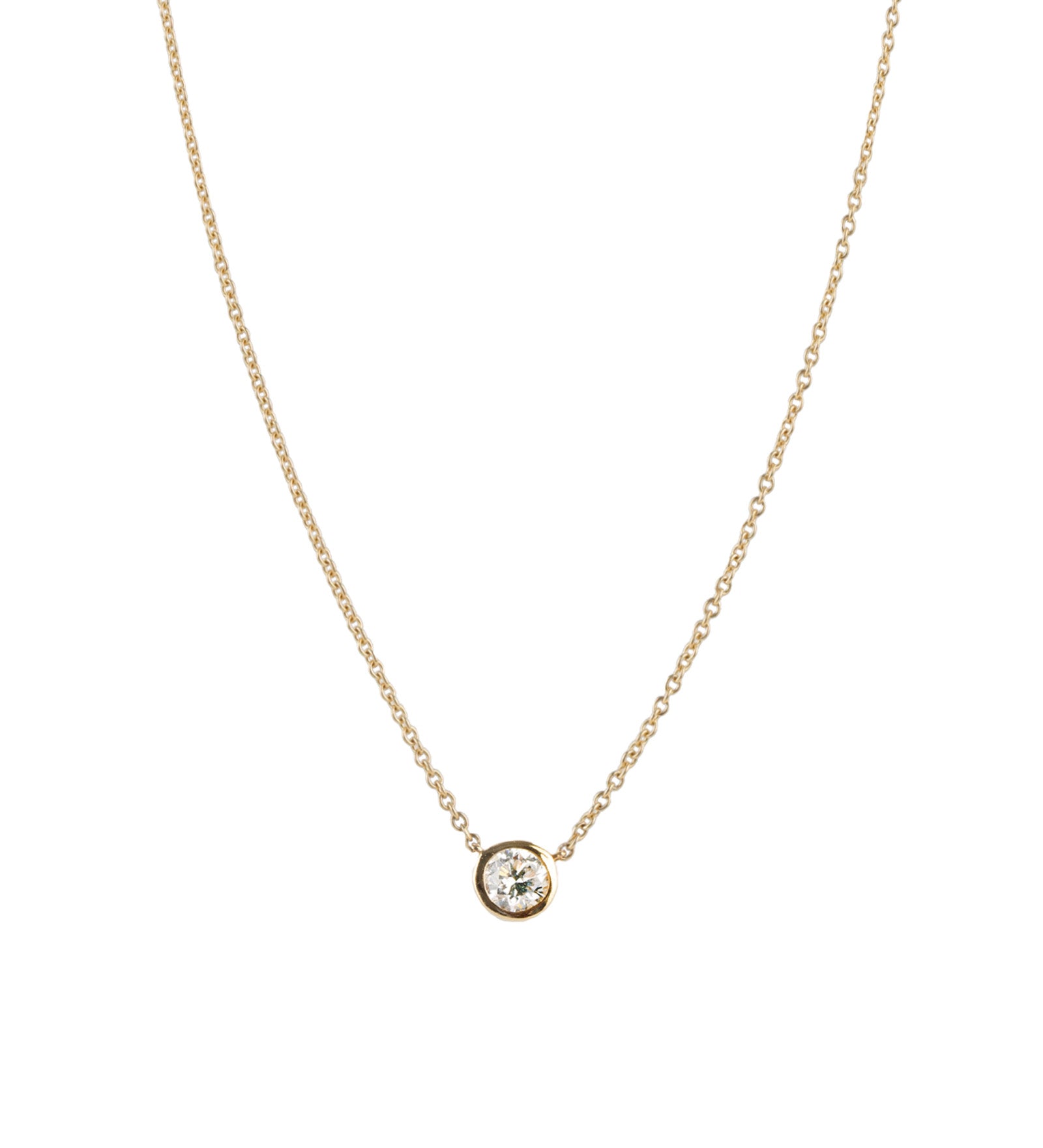 Bezel Diamond Floating Necklace 14k Yellow Gold, Diamond