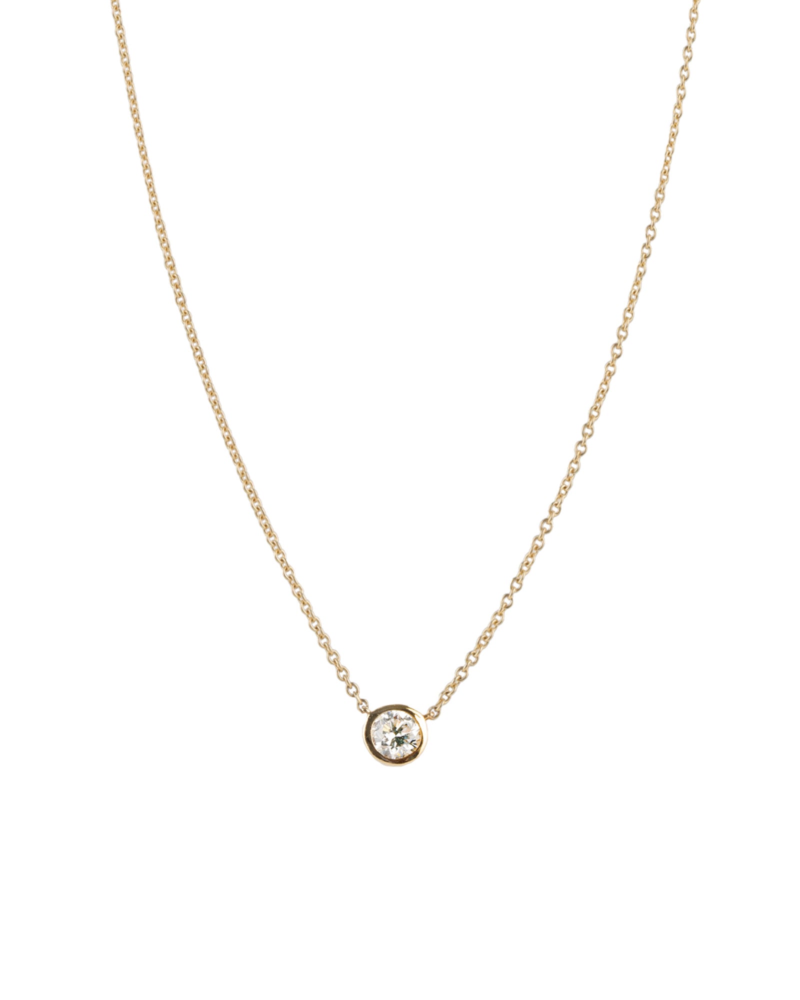 Bezel Diamond Floating Necklace 14k Yellow Gold, Diamond