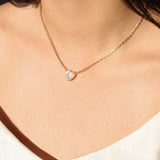 Heart Stone Necklace 14k Yellow Gold, Moonstone