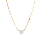 Heart Stone Necklace 14k Yellow Gold, Moonstone