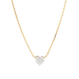 Heart Stone Necklace 14k Yellow Gold, Moonstone