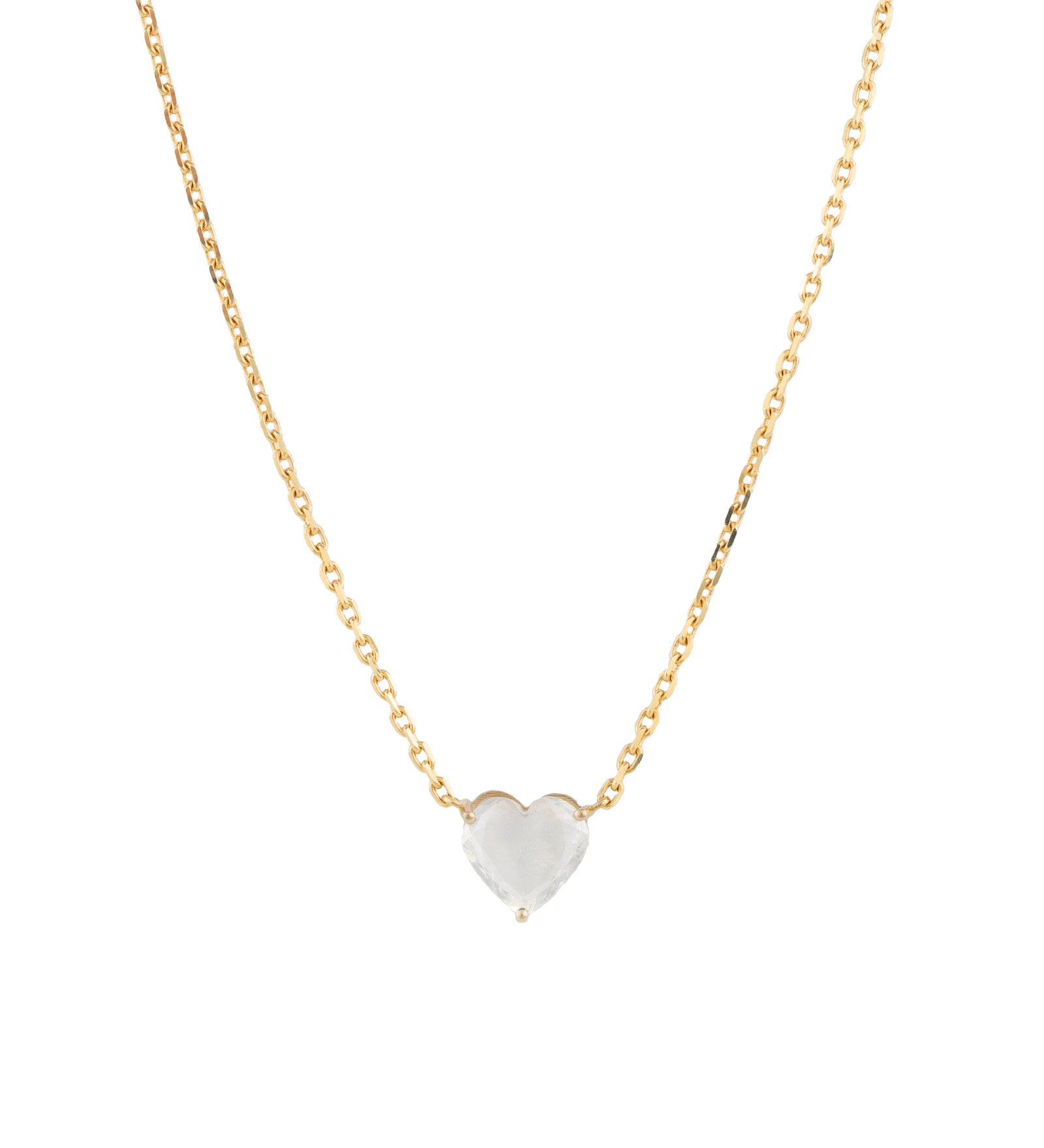 Heart Stone Necklace 14k Yellow Gold, Moonstone