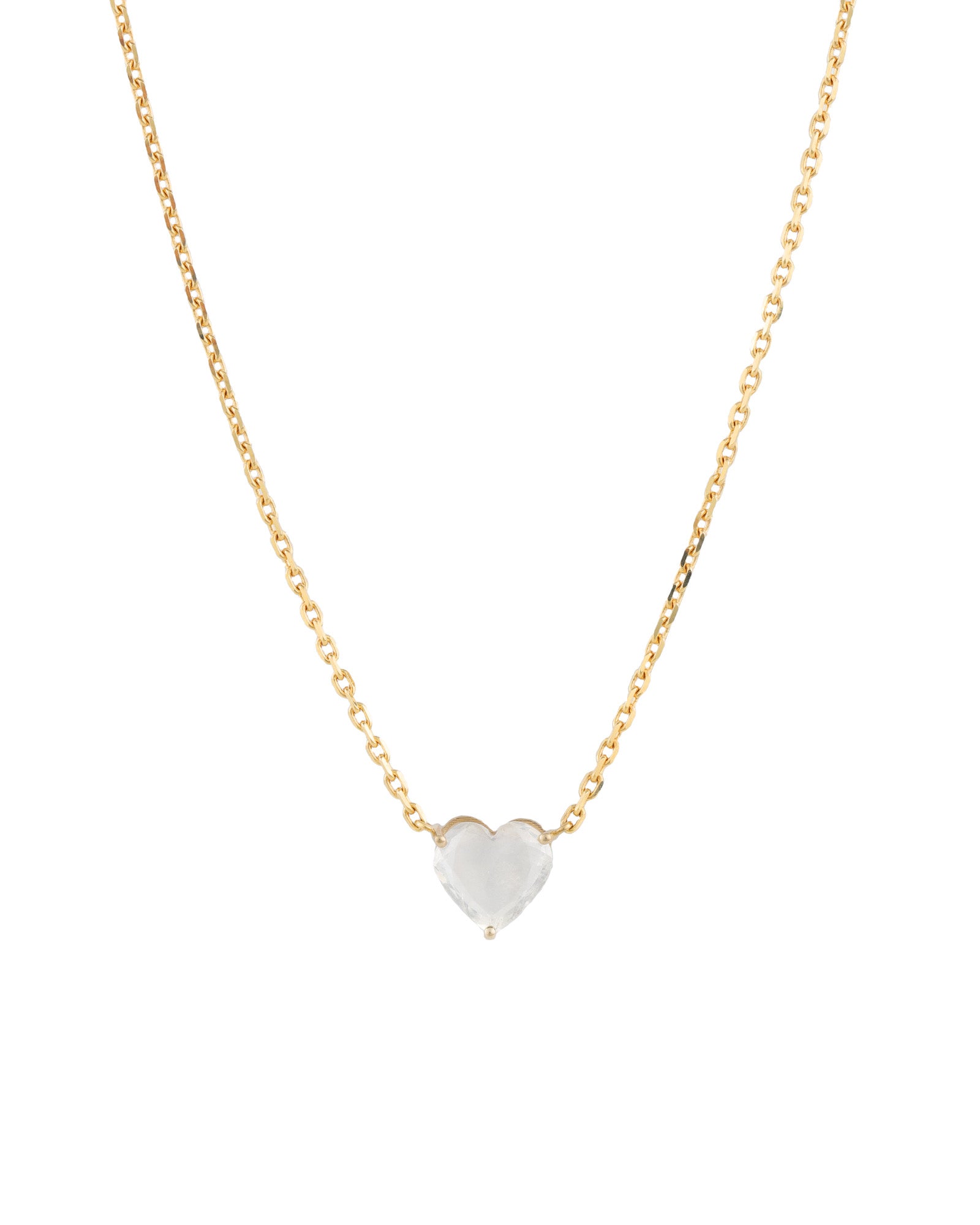 Heart Stone Necklace 14k Yellow Gold, Moonstone