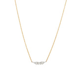 Three Diamond Cluster Necklace 14k Yellow Gold, 14k White Gold, Diamond