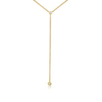 Bezel Diamond Ball Chain Lariat 14k Yellow Gold, Diamond