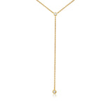 Bezel Diamond Ball Chain Lariat 14k Yellow Gold, Diamond