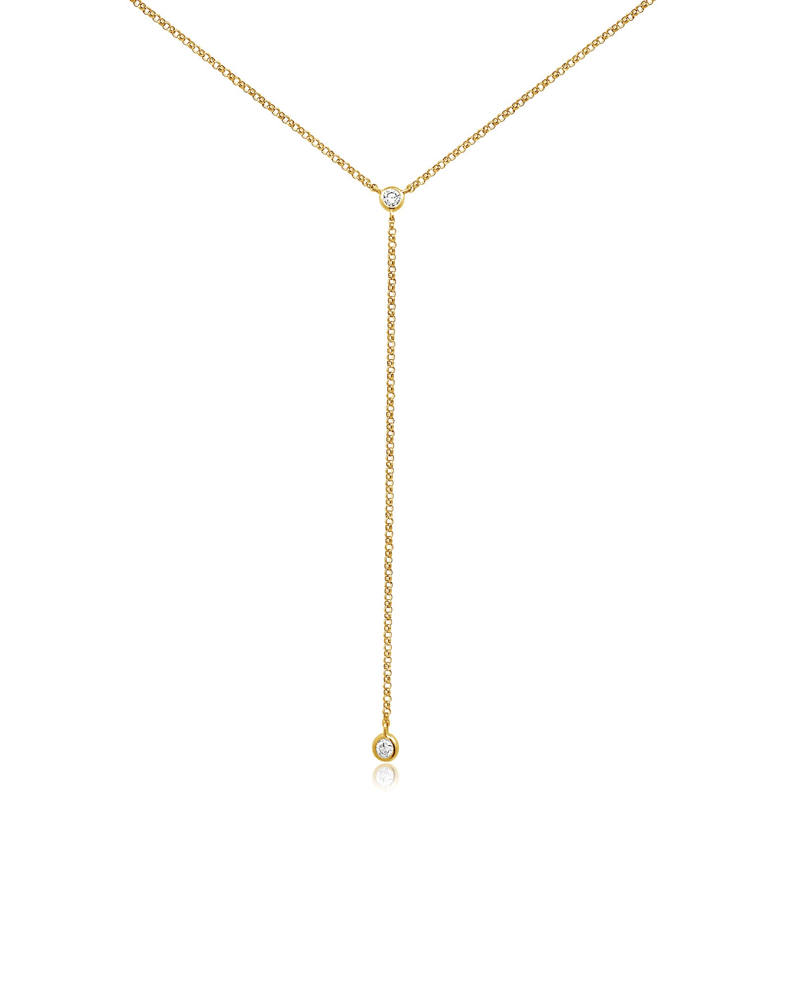 Bezel Diamond Ball Chain Lariat 14k Yellow Gold, Diamond