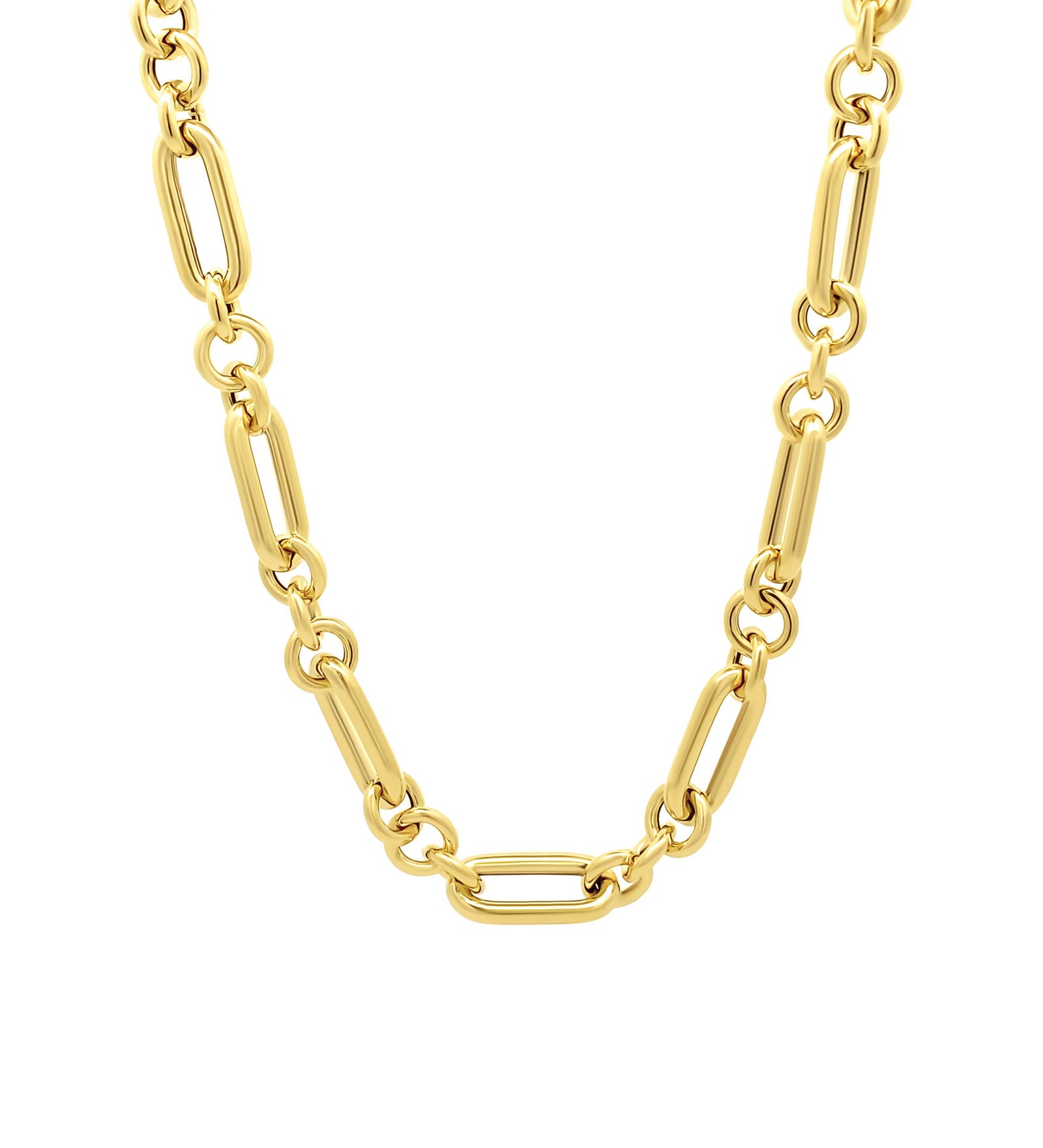 Rectangle Round Link Necklace 14k Yellow Gold