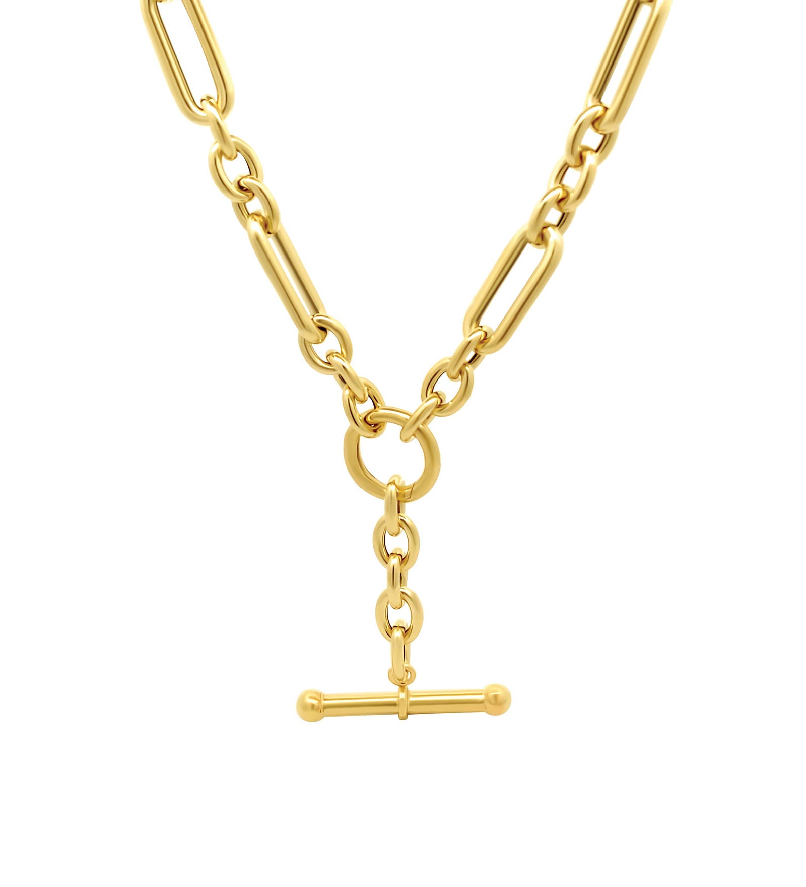 Rectangle Oval Toggle Necklace 14k Yellow Gold