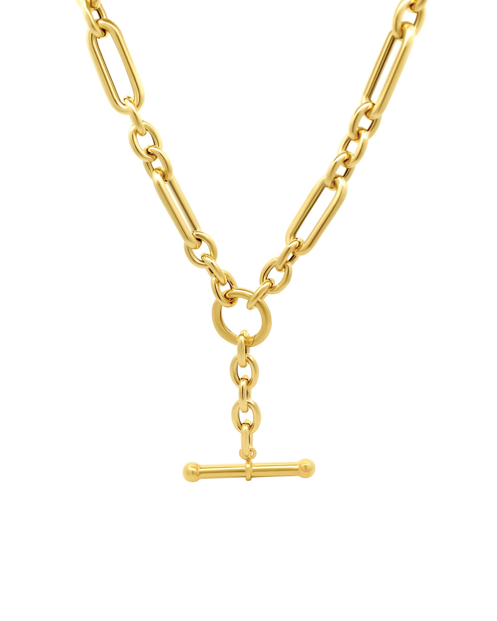 Rectangle Oval Toggle Necklace 14k Yellow Gold