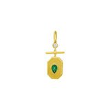 Teardrop Emerald Diamond Tag Charm 14k Yellow Gold, Diamond, Emerald