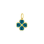 Clover Stone Charm 14k Yellow Gold, London Blue Topaz