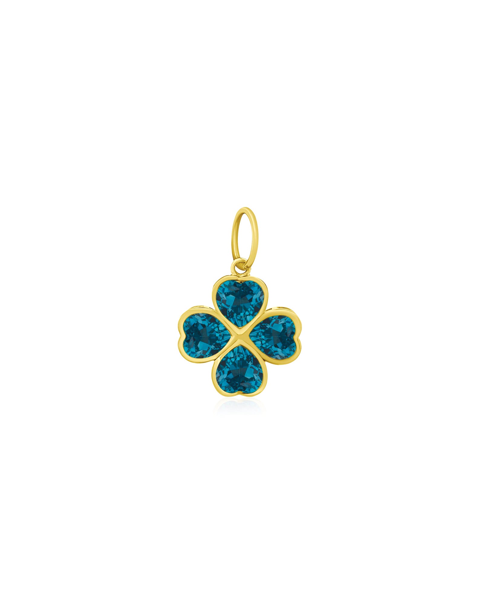 Clover Stone Charm 14k Yellow Gold, London Blue Topaz