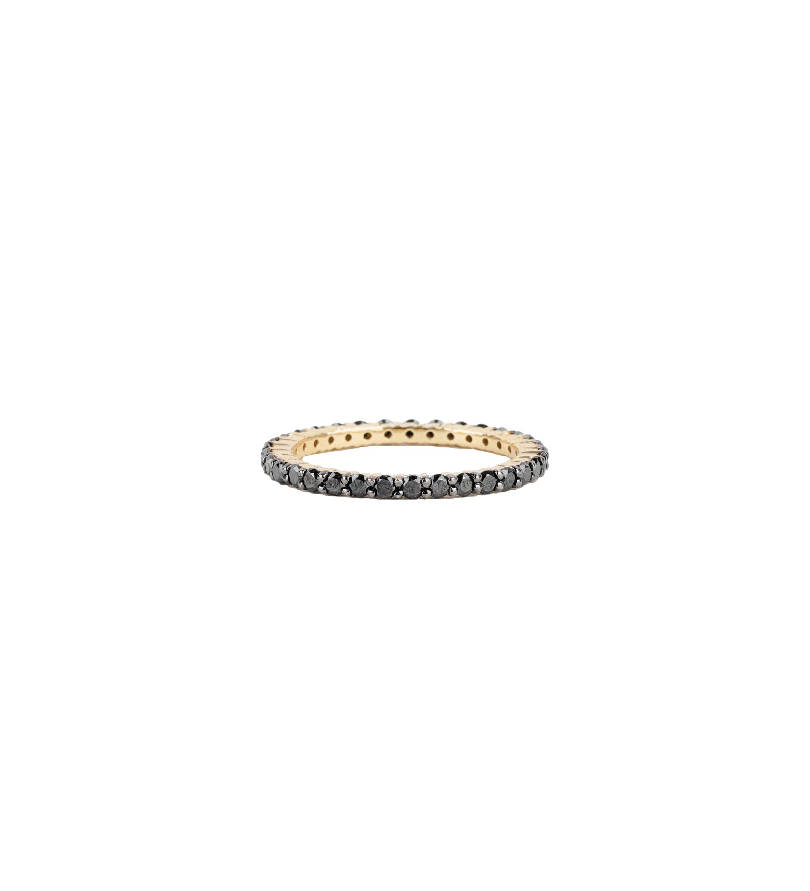 Goldhive-Diamond Eternity Ring-Rings-14k Yellow Gold, Black Diamond-7-Blue Ruby Jewellery-Vancouver Canada