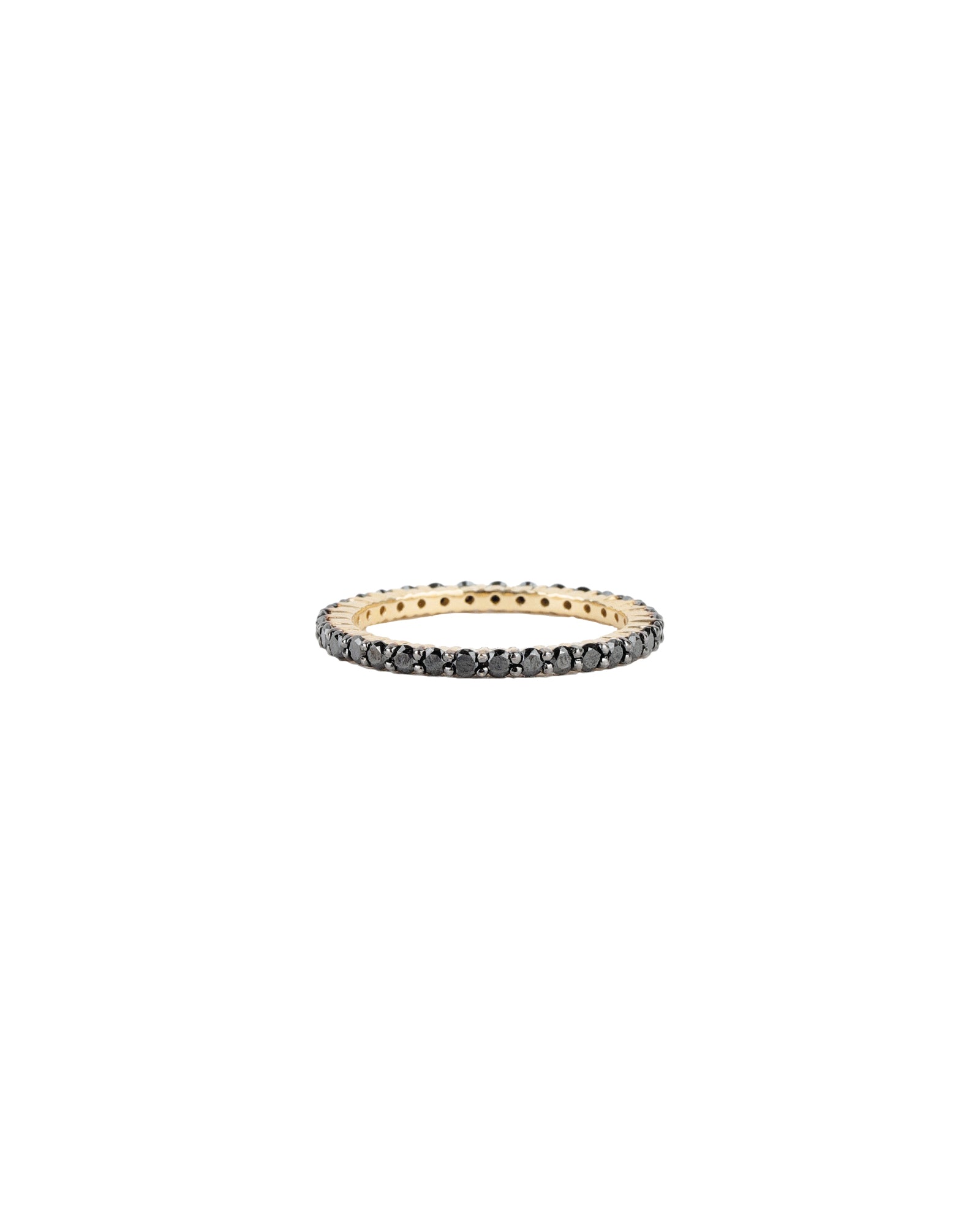 Goldhive-Diamond Eternity Ring-Rings-14k Yellow Gold, Black Diamond-7-Blue Ruby Jewellery-Vancouver Canada