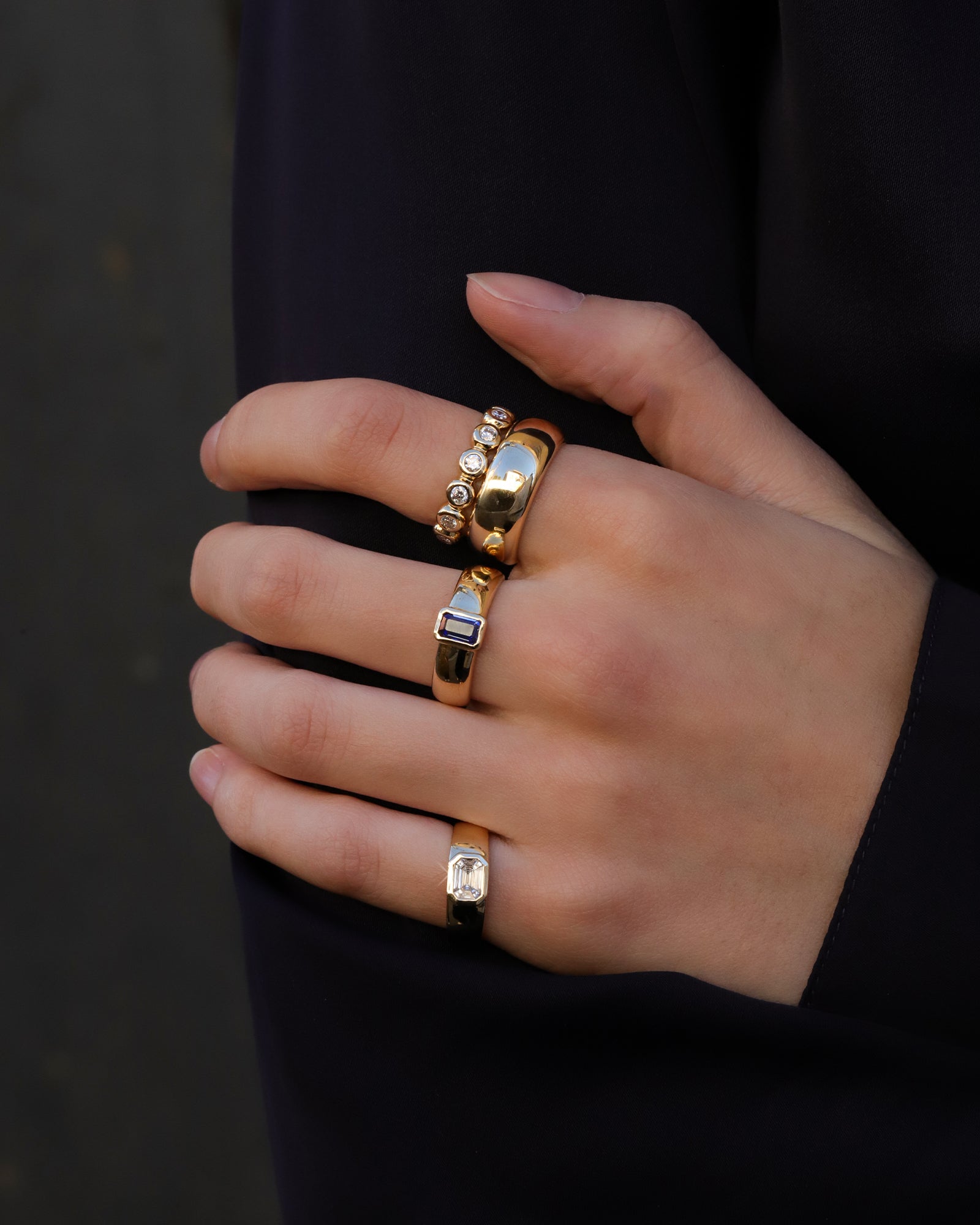 Goldhive-Rectangle Sapphire Tapered Ring-Rings-Blue Ruby Jewellery-Vancouver Canada