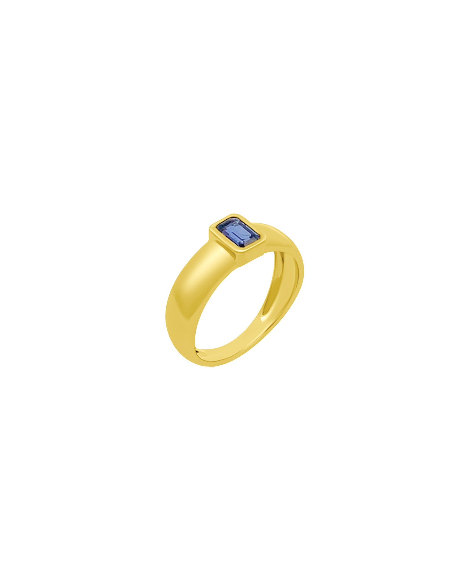 Rectangle Sapphire Tapered Ring 14k Yellow Gold, Sapphire / 7