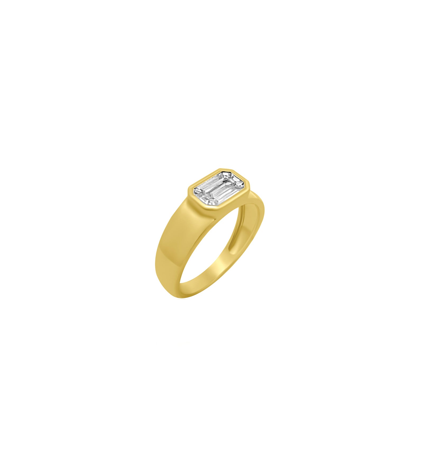 Rectangle Diamond Ring 14k Yellow Gold, Diamond / 4