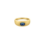 Oval Sapphire Teardrop Ring 14k Yellow Gold, Blue Sapphire / 7