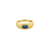 Oval Sapphire Teardrop Ring 14k Yellow Gold, Blue Sapphire / 7