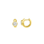 Round Stone Huggies | 12mm 14k Yellow Gold, London White Topaz