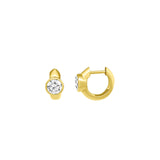 Round Stone Huggies | 12mm 14k Yellow Gold, London White Topaz