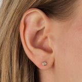 Round Organic Studs 14k Yellow Gold, Diamond