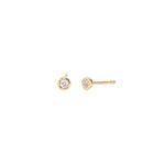 Goldhive-Round Organic Studs-Earrings-14k Yellow Gold, Diamond-Blue Ruby Jewellery-Vancouver Canada