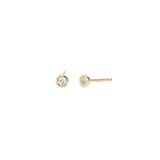 Goldhive-Round Organic Studs-Earrings-14k Yellow Gold, Diamond-Blue Ruby Jewellery-Vancouver Canada