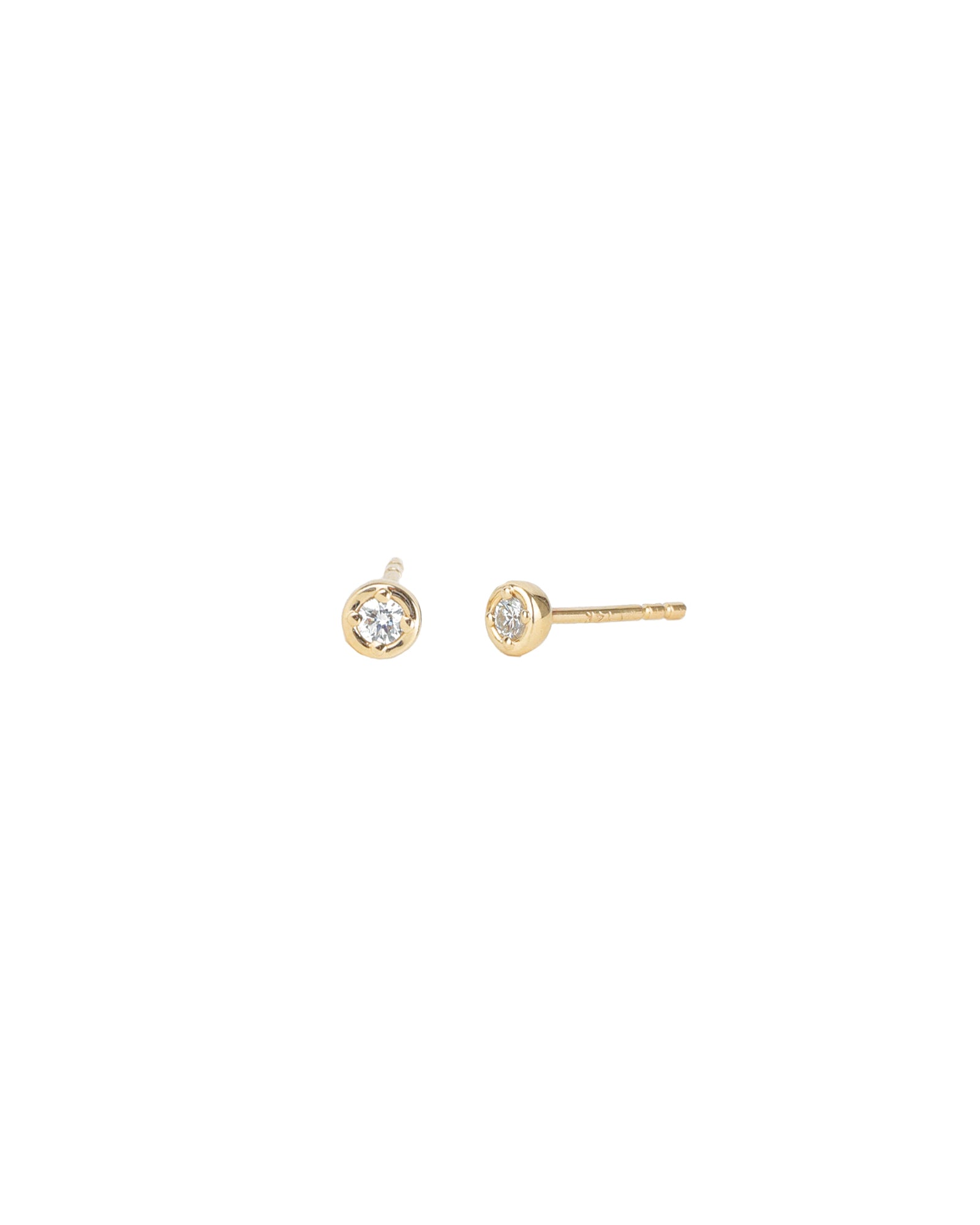 Goldhive-Round Organic Studs-Earrings-14k Yellow Gold, Diamond-Blue Ruby Jewellery-Vancouver Canada