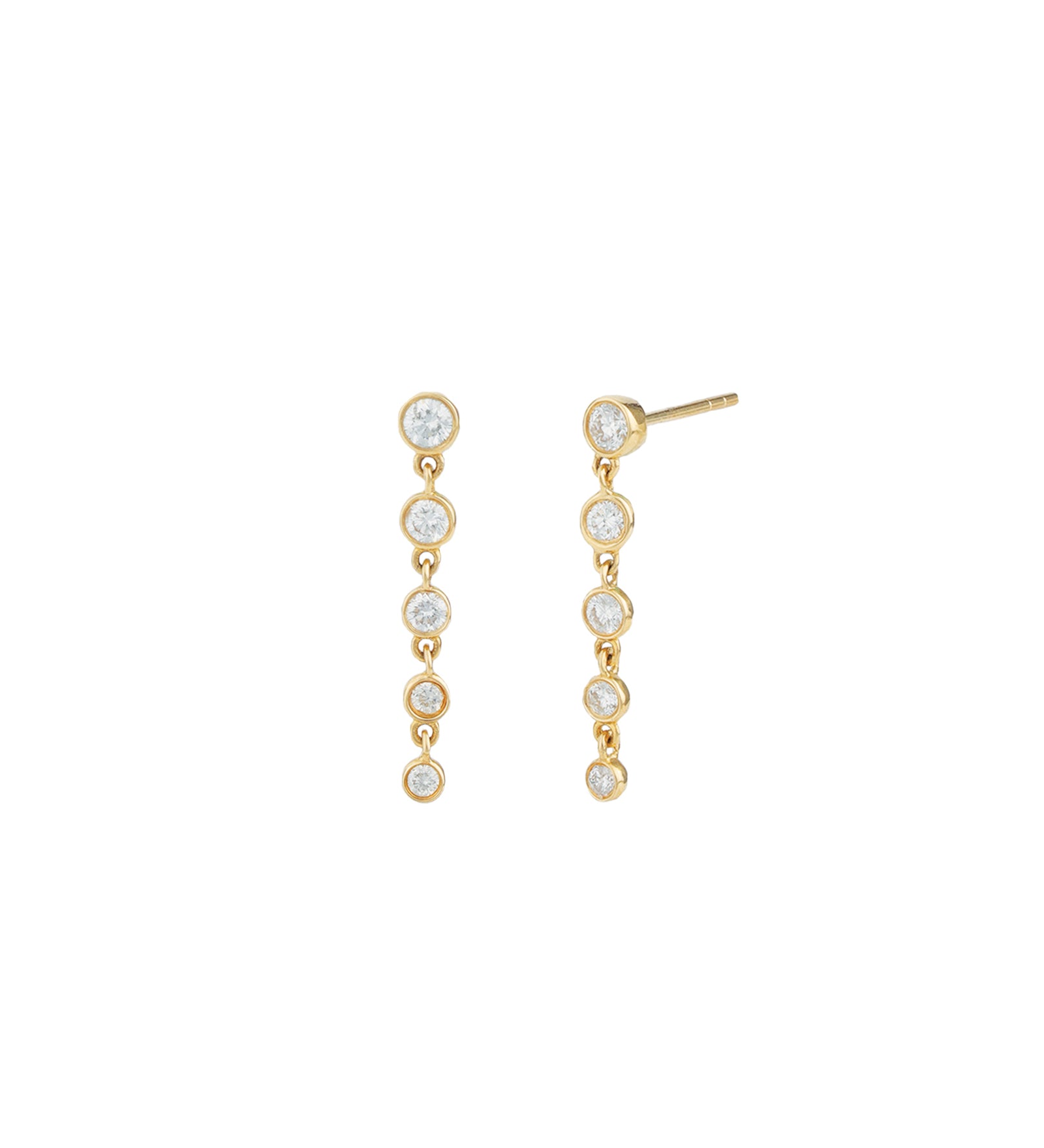 Goldhive-Five Gradual Diamond Drop Studs-Earrings-14k Yellow Gold, Diamond-Blue Ruby Jewellery-Vancouver Canada