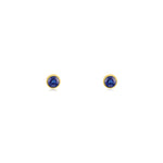 Bezel Blue Topaz Studs | 5mm 14k Yellow Gold, Blue Topaz