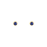 Bezel Blue Topaz Studs | 5mm 14k Yellow Gold, Blue Topaz