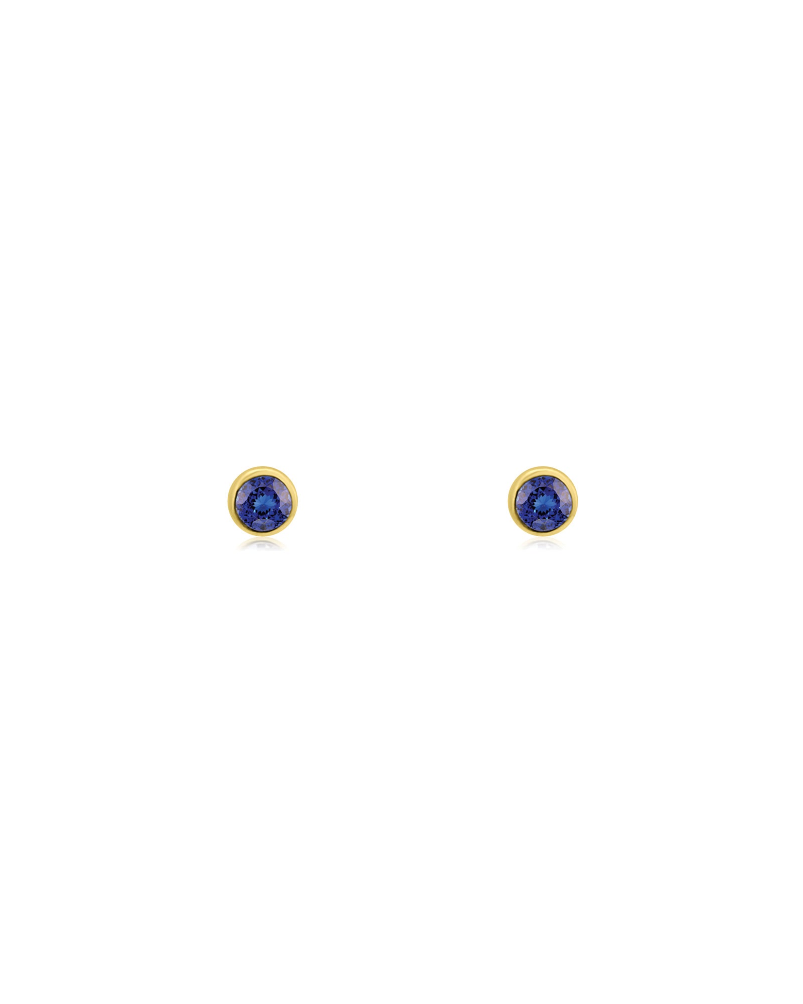 Bezel Blue Topaz Studs | 5mm 14k Yellow Gold, Blue Topaz