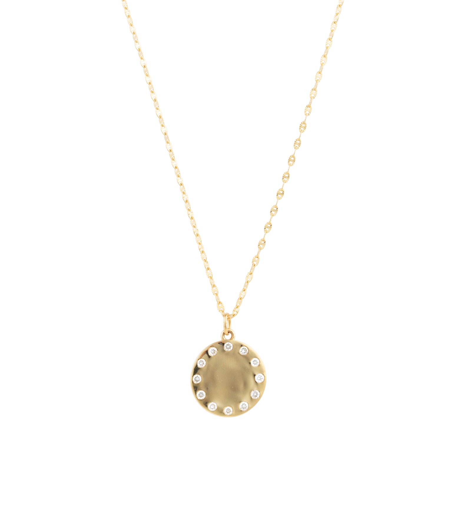 Goldhive-Diamond Disc Necklace-Necklaces-14k Yellow Gold, Diamond-Blue Ruby Jewellery-Vancouver Canada