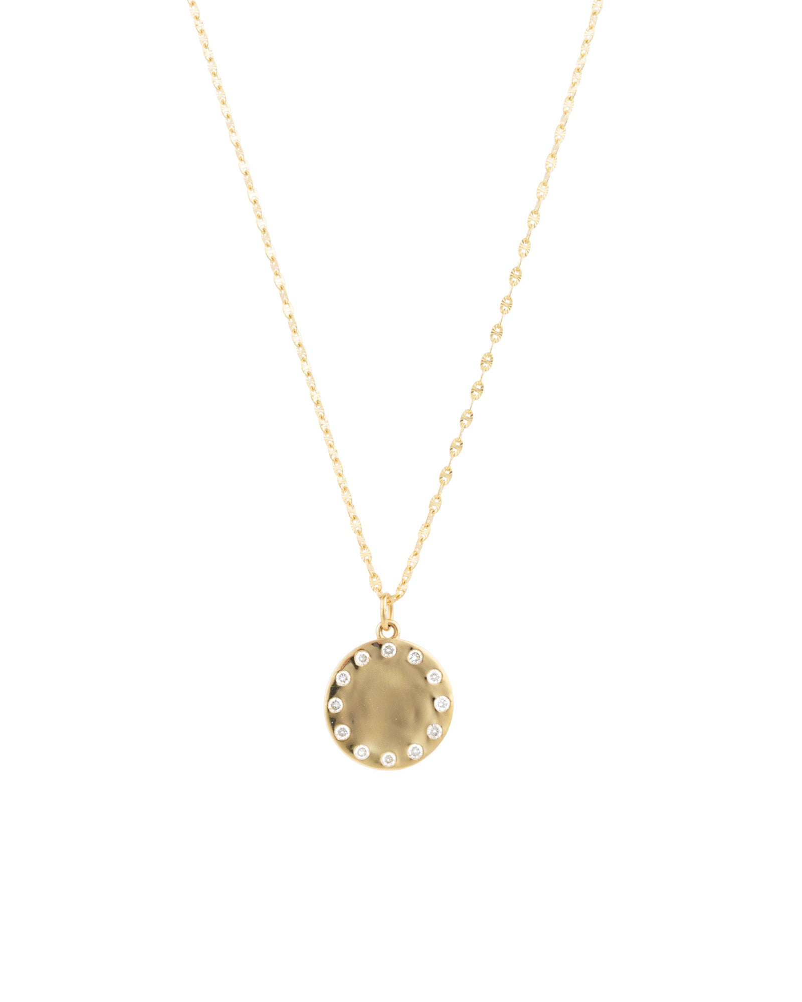 Goldhive-Diamond Disc Necklace-Necklaces-14k Yellow Gold, Diamond-Blue Ruby Jewellery-Vancouver Canada