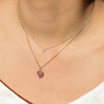 Strawberry Ruby Necklace 14k Yellow Gold, Ruby